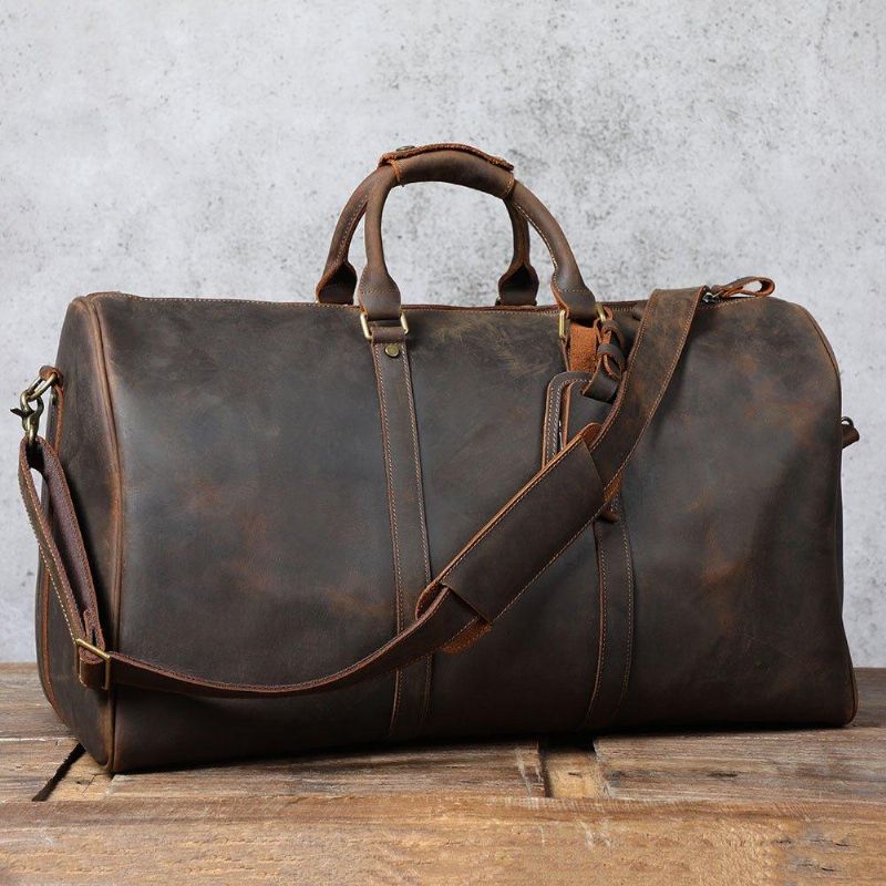 Nahkainen Weekender Duffel Matkalaukku 24 Tuumaa